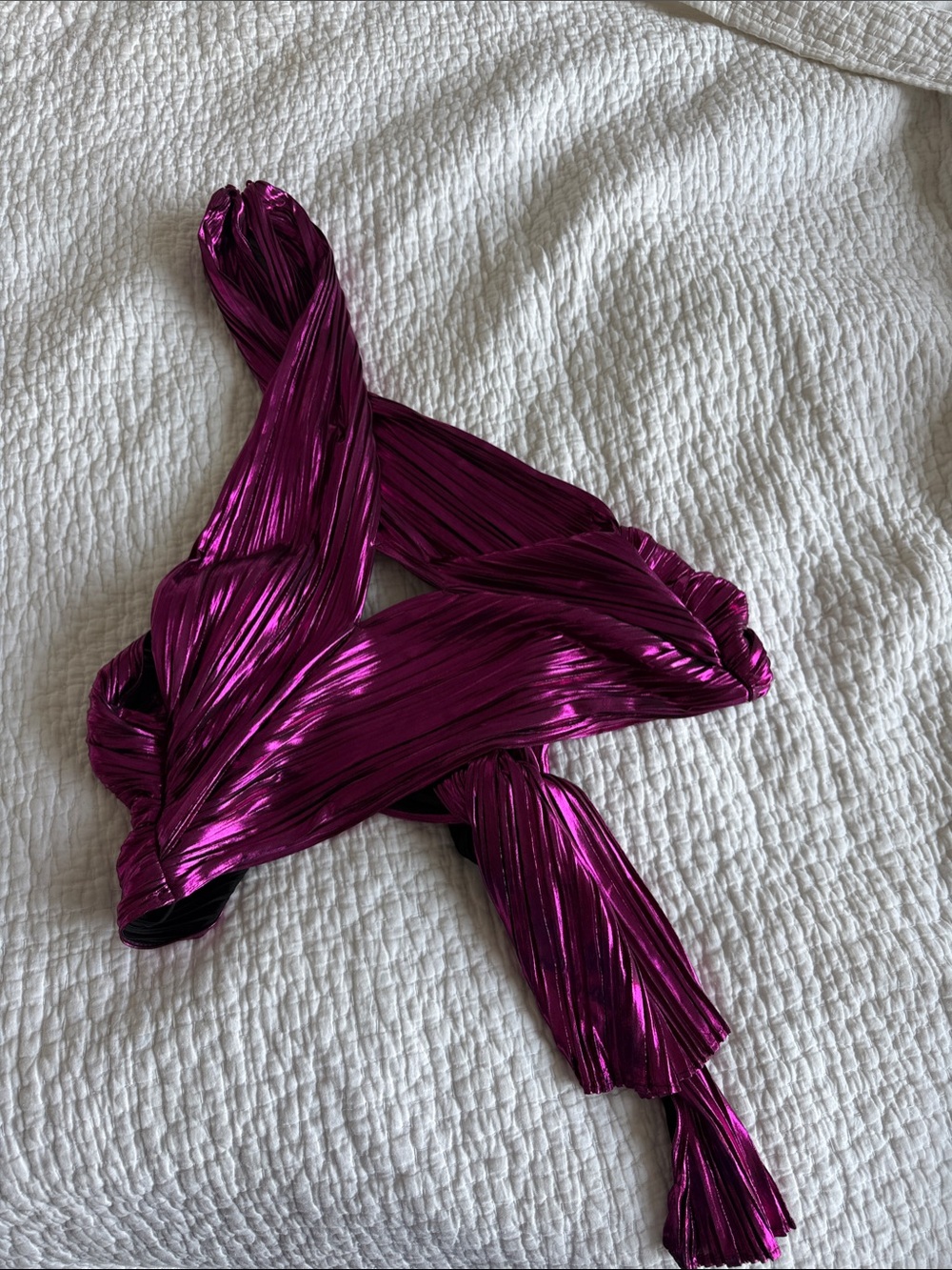 glam Metallic Magenta Cropped Wrap Top